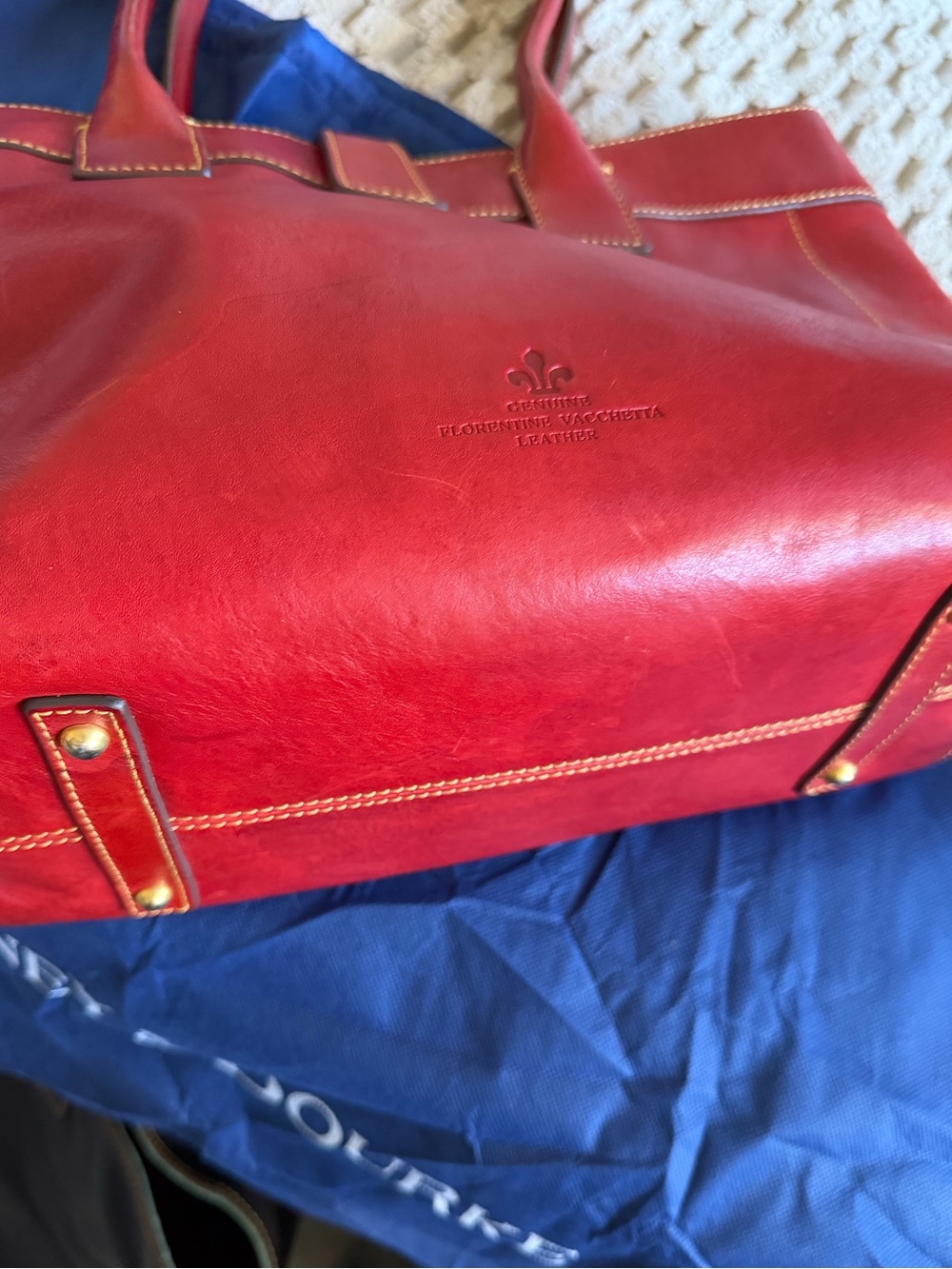 Dooney & Bourke Florentine Large Amelie Tote Red  Vachetta Leather - Picture 13 of 14
